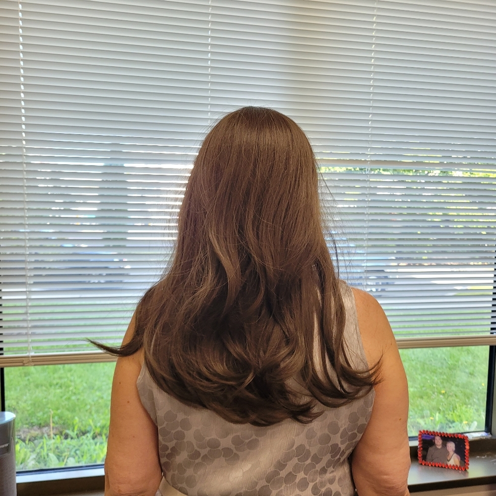 Brown synthetic wig